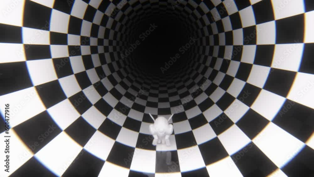 White Rabbit in the Rabbit Hole - Loop Motion Background Tunnel Intro Logo