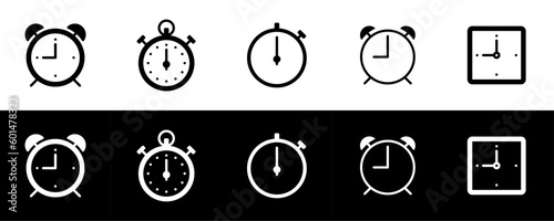 Alarm Clock Icons: Wake-Up Reminders. Time Icons Set: Clock, Stopwatch, Alarm Clock.