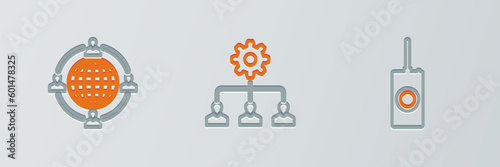 Set line Remote control, Outsourcing concept and Lead management icon. Vector