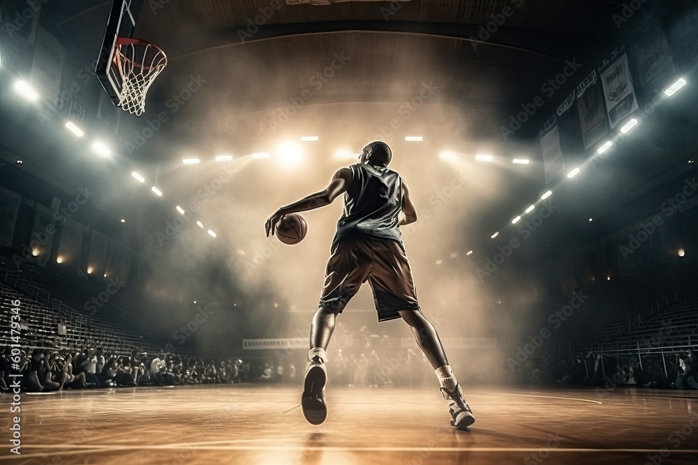 Basketball player in stadium, basketball game (Ai generated) Basketball player in stadium, basketball game (Ai generated)