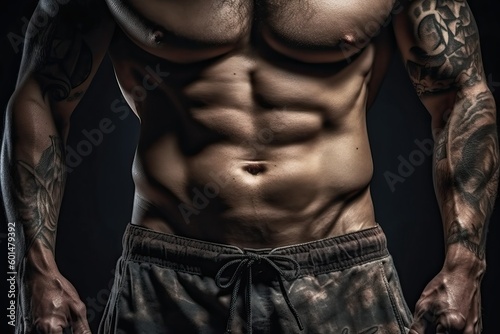 Body muscle of fitness man (Ai generated)