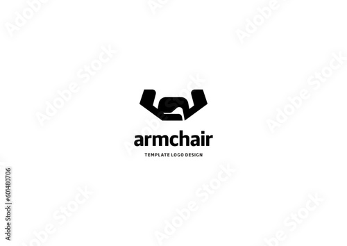 Template logo design solution with armchair black and white image
