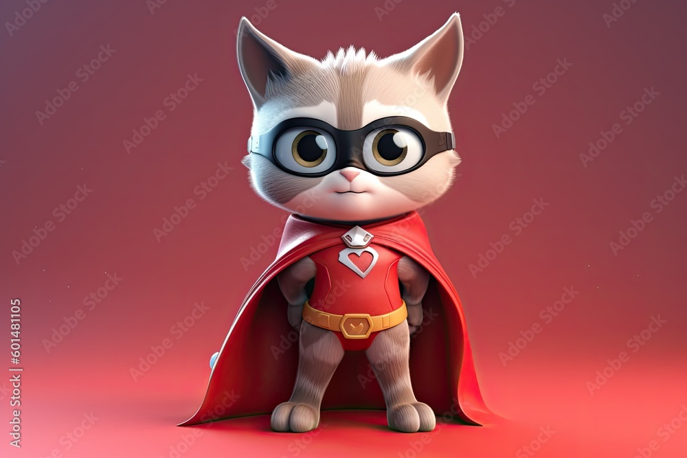 Cute Cartoon Cat Superhero Cute Cartoon Cat Superhero