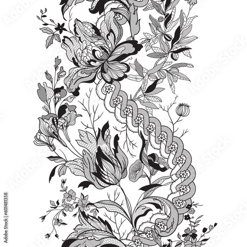 Lace floral seamless pattern. Chintz