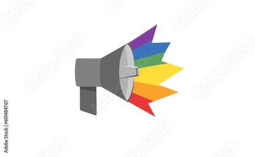 LGBT megaphone with rainbow. Pride month voice speaker. Diversity representation.