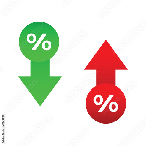 percent symbol increase growth and decrease icon.