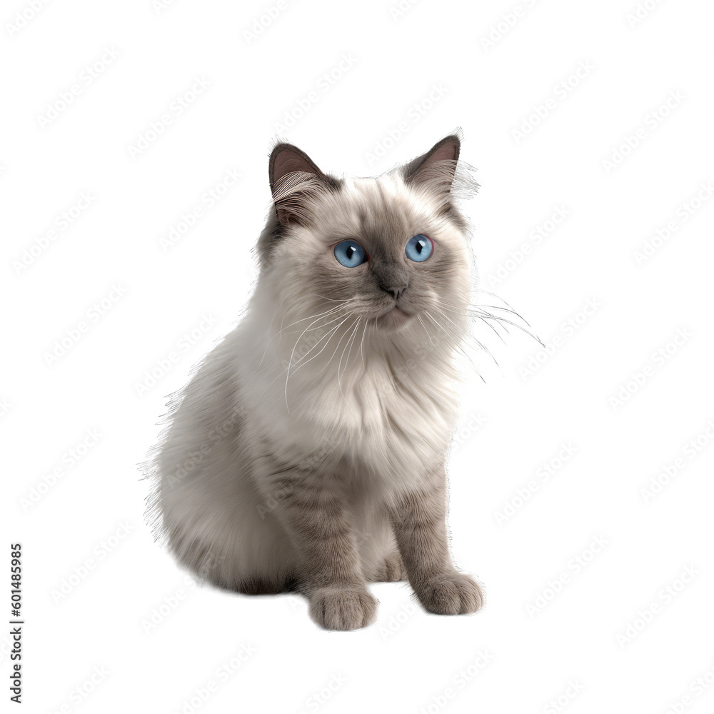 Ragdoll isolated on transparent background.