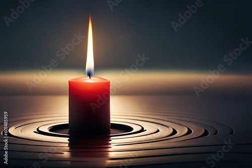 burning candle on black background, generative ai