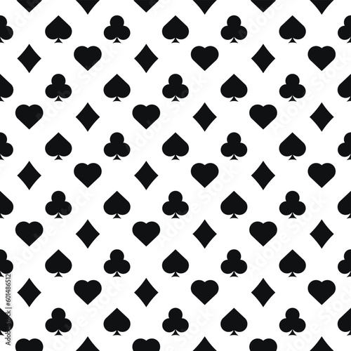 Black and white card playing suits seamless pattern