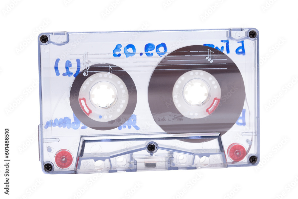 Fototapeta premium Audio cassette tape isolated on white background.