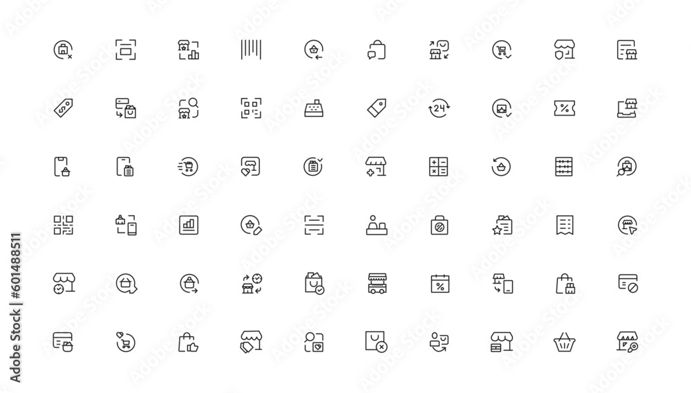 E-commerce, online shopping and delivery elements - minimal thin line web icon set. Outline icons collection. Simple vector illustration.