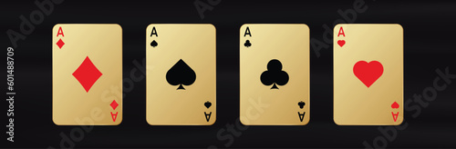 Gold gamble cards with aces
