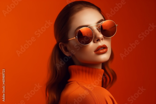 Fashion portrait of model girl in sunglasses.