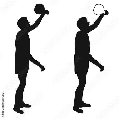 Set silhouettes athletes weight lifter lift kettlebell, weights. Weight lifting. Pull, push, bench press