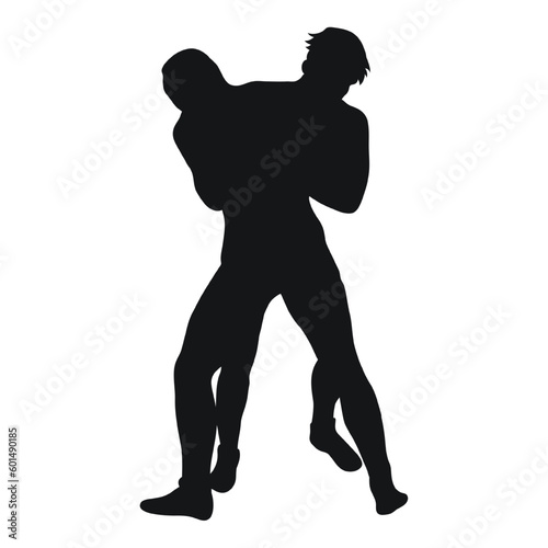 Vector black silhouette of a wrestler. Wrestling, duel, fight, struggle, combating. Greco Roman, freestyle, collegiate, scholastic, amateur  wrestling