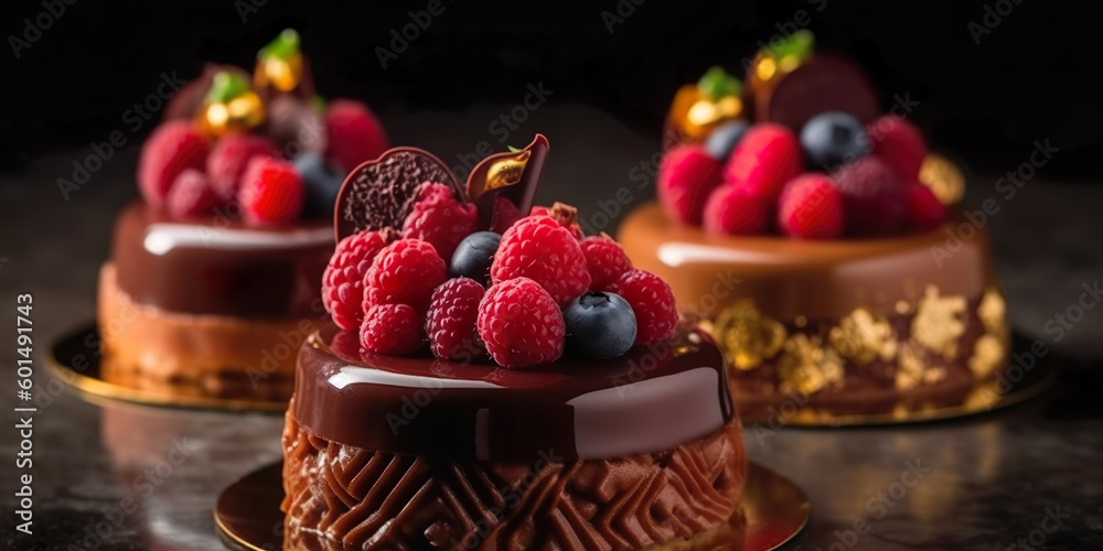 Raspberry and chocolate desserts, IA generativa