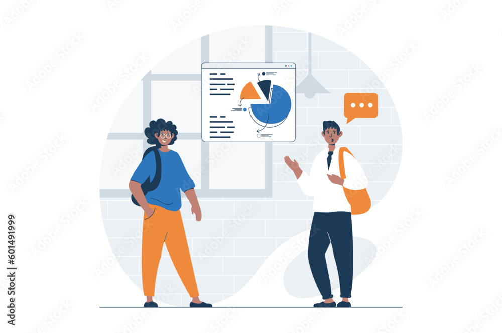 Education web concept with character scene. Teenage students discussing lesson and studying in classroom. People situation in flat design. Vector illustration for social media marketing material. Education web concept with character scene. Teenage students discussing lesson and studying in classroom. People situation in flat design. Vector illustration for social media marketing material.