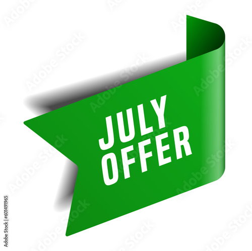 Colorful vector flat design banner july offer. This sign is well adapted for web design.