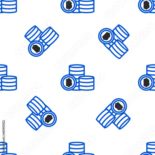 Line Cryptocurrency coin Bitcoin icon isolated seamless pattern on white background. Blockchain technology, bitcoin, digital money market, cryptocoin wallet. Colorful outline concept. Vector