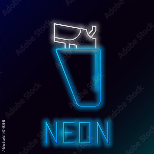 Glowing neon line Revolver gun in holster icon isolated on black background. Colorful outline concept. Vector