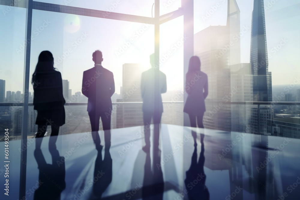 Group of business partners looking for the future. Business ambition and vision concept. Generative AI Group of business partners looking for the future. Business ambition and vision concept. Generative AI