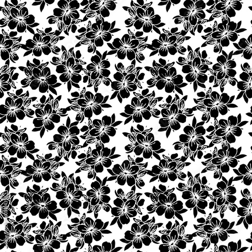 seamless floral pattern of white flowers on a gray background, texture, repeat pattern, design
