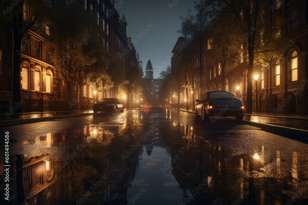 Reflective Urban Symphony: A Hyperrealistic Journey through Rain-Kissed Modernity