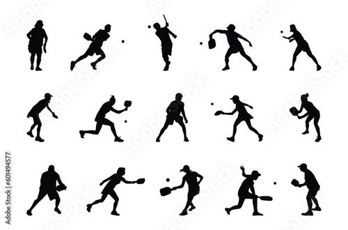 Pickleball player silhouettes