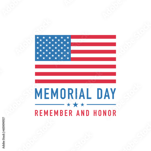 Memorial Day, Remember and Honor vector banner. USA Memorial Day celebration poster.