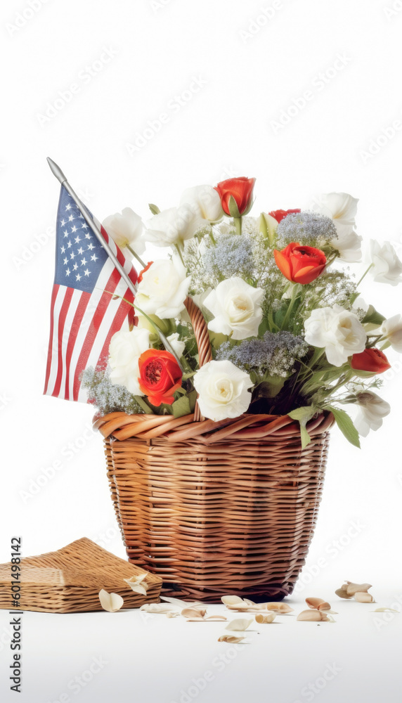 USA theme stock photo for use on Memorial day, Veterans day, Independence day and 4th of July. Generative AI illustrations