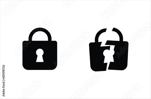 Whole and broken padlock. Security and privacy symbol