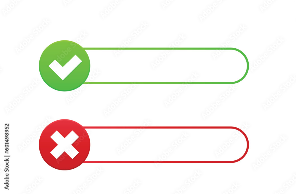 Switch with green checkmark and red cross Switch with green checkmark and red cross