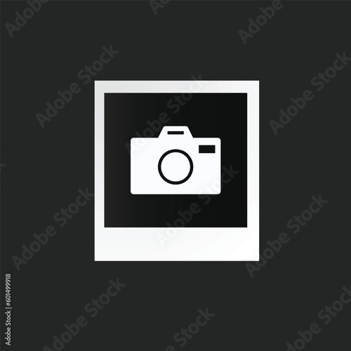 Photo frame with camera. White square for pictures and paintings
