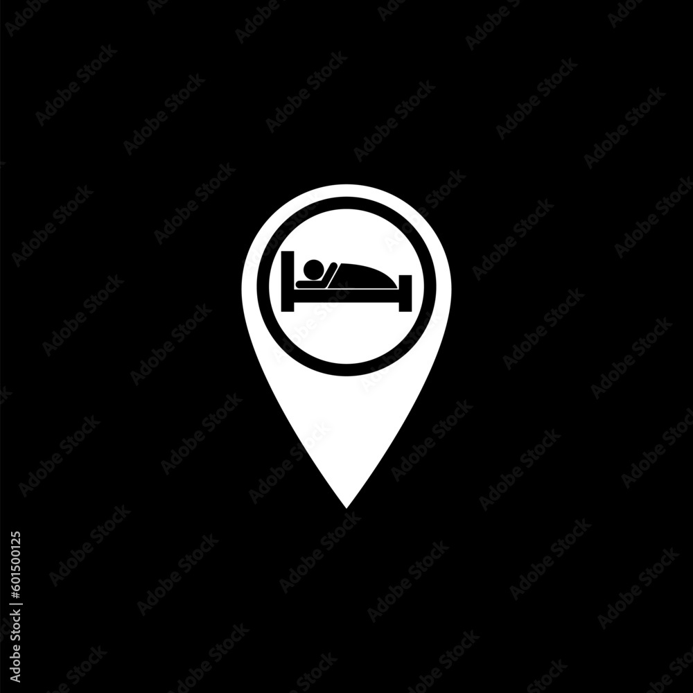 Hotel map pointer icon isolated on black background Hotel map pointer icon isolated on black background