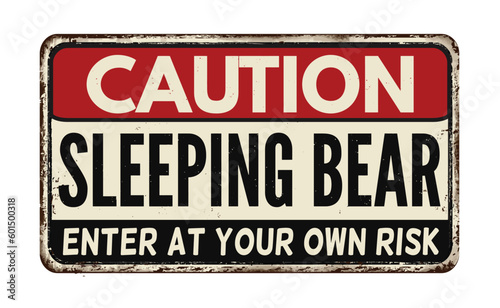 Sleeping bear vintage rusty metal sign