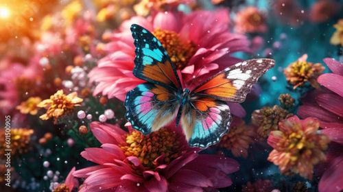 Amazing Multicolored Butterfl created with Generative AI Technology, ai, generative