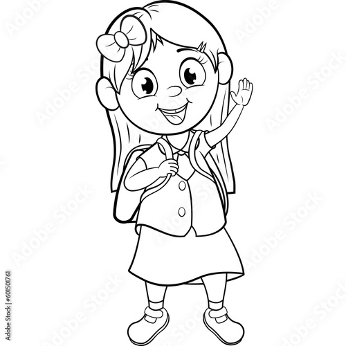 Dibujo para colorear de una niña pequeña.