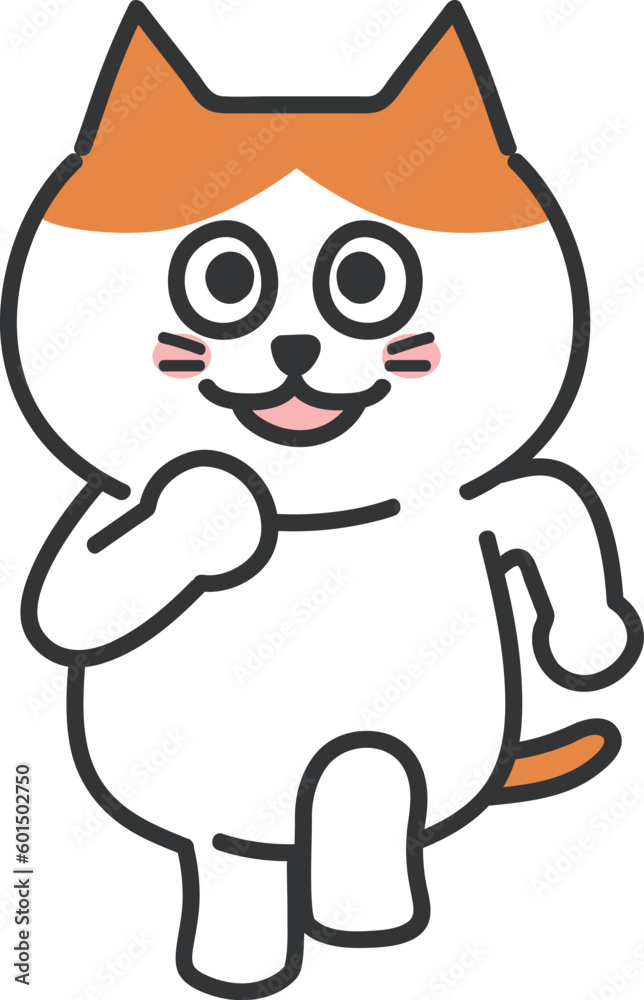 An orange tabby and white cat running cheerfully, vector illustration. An orange tabby and white cat running cheerfully, vector illustration.