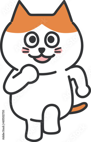 An orange tabby and white cat running cheerfully, vector illustration. © mikenoki