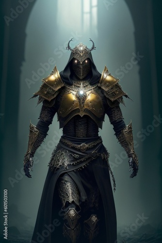 an armored warrior in dark fantasy, with Generative AI