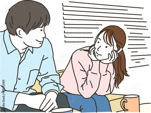 見つめ合う男女のカップル
