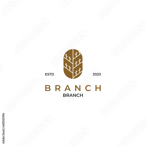 Creative tree branch line logo design vector illustration idea