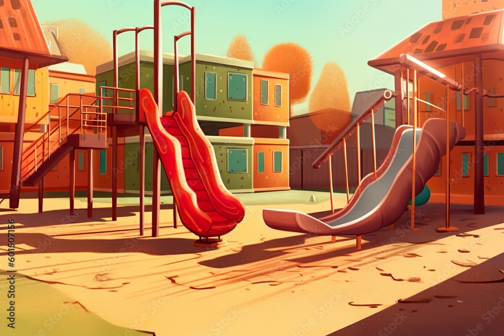 Amazing illustration of children playing area in school or park idea for children play ground