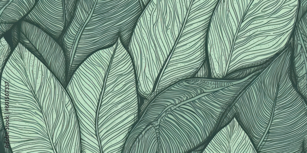 A hand-drawn illustration of green leaves forms a natural pattern, the pencil art lending an organic charm to the design. Doodle background of botanical texture. Beautiful garden print. Generative AI. A hand-drawn illustration of green leaves forms a natural pattern, the pencil art lending an organic charm to the design. Doodle background of botanical texture. Beautiful garden print. Generative AI.