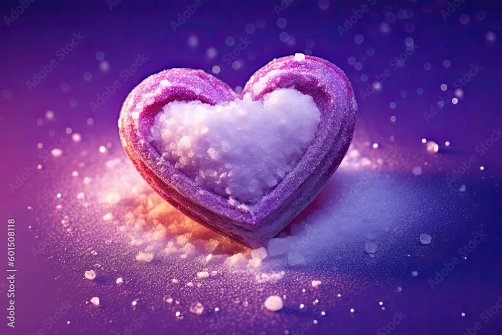 Fototapeta premium A purple sugar heart on a purple background (Generative AI, Generativ, KI)