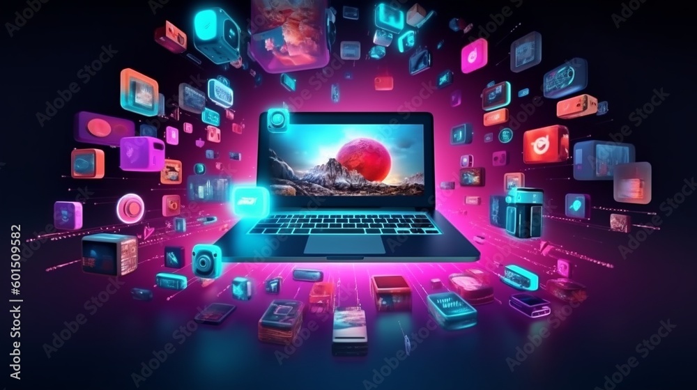 Fototapeta premium laptop and internet