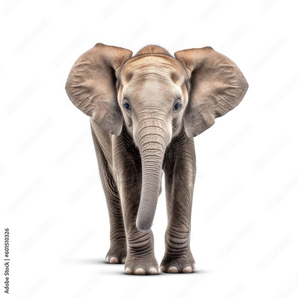 Baby Elephant isolated on white (generative AI)