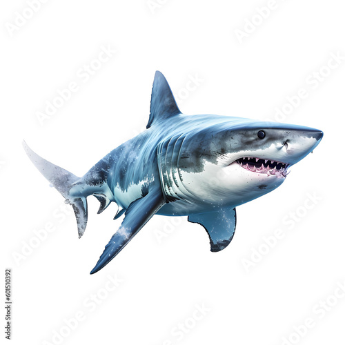 shark isolated on white. great shark png. shark png. Generative png.