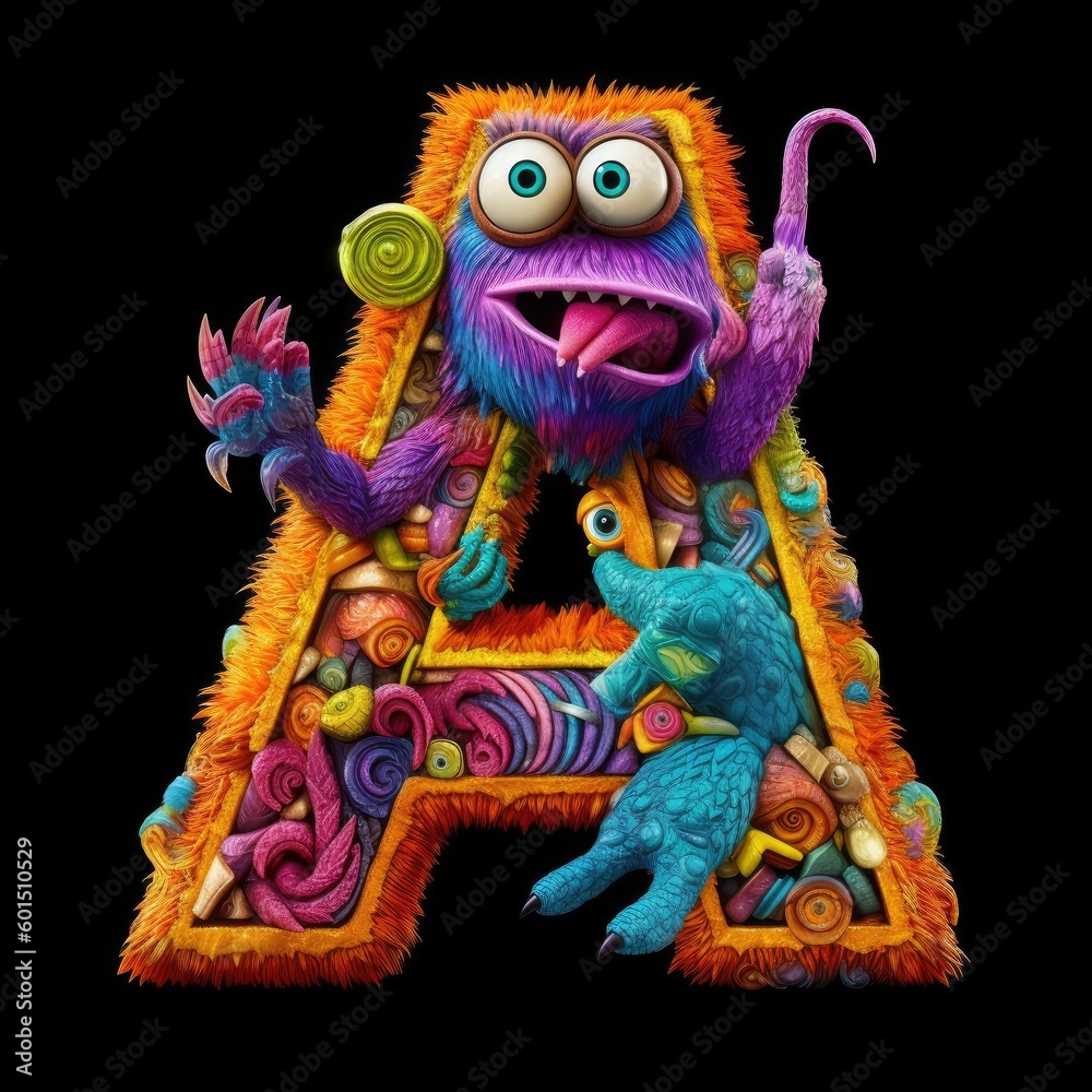 monster inside A letter with black background generative ai monster inside A letter with black background generative ai