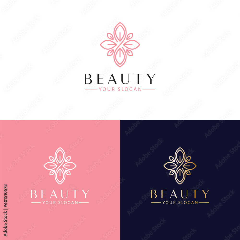 Beauty vector logo design. Abstract floral emblem. Beauty and cosmetics logo template. Beauty vector logo design. Abstract floral emblem. Beauty and cosmetics logo template.